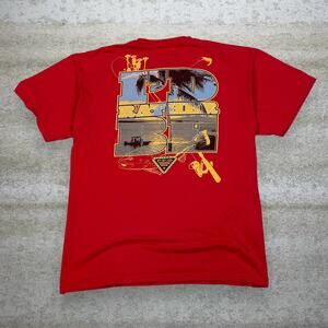 Vintage Y2K Columbia PFG Fishing Shirt Mens XL Red Cotton Short Sleeve